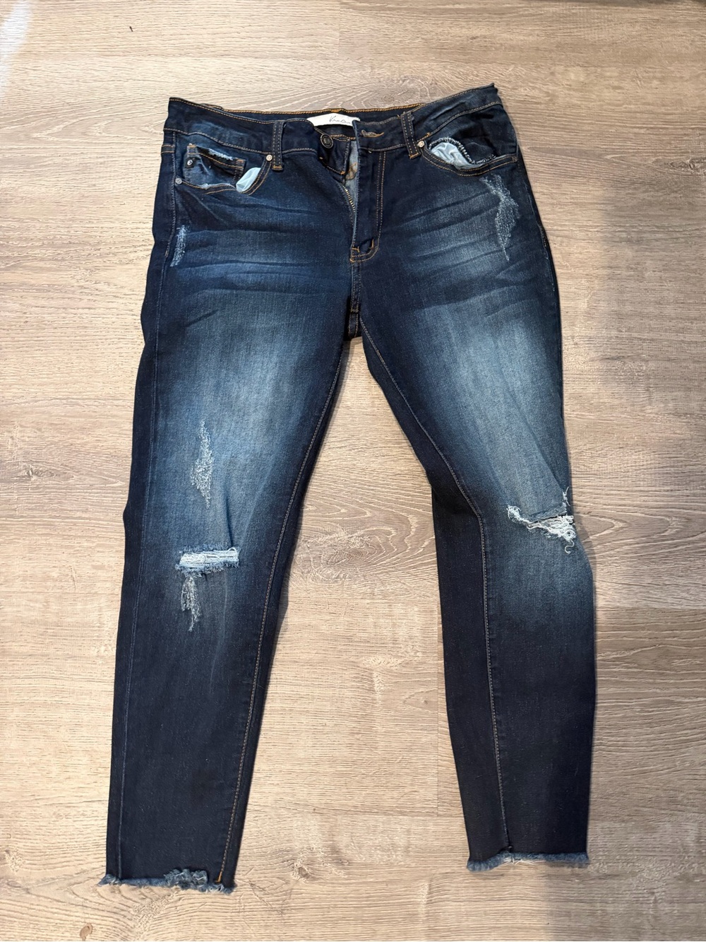 KanCan Dark Wash Distressed Women's Jeans - Dark Blue